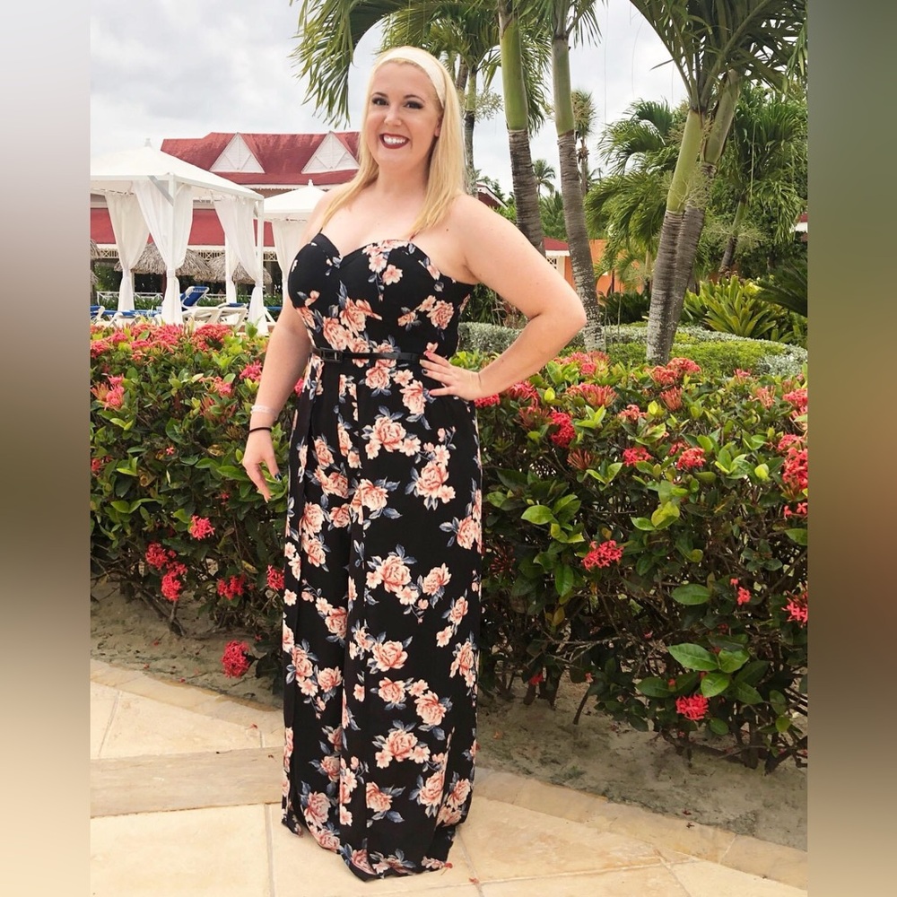 Floral flare leg jumpsuit